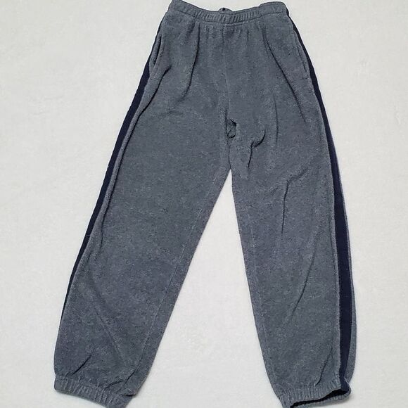 VINTAGE Old Navy Quarter-Zip Gray Striped Fleece Sweater Cropped Joggers Set Med - Picture 11 of 16